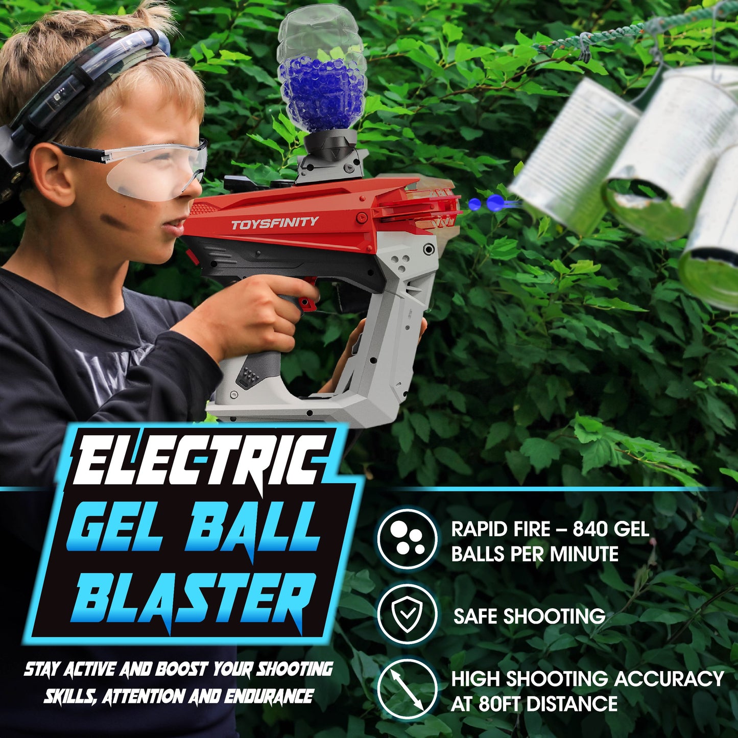 Gel Ball Blaster - Automatic Sniper Splat gun - Full Auto Fire Hydrogel Electric Shooter - Splat Ball Orby Gun Gelfire with 30000 colorful gel balls- Best for Kids and Adults Outdoor Play